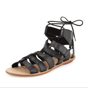Nordstrom Loeffler Randall Women’s Gladiator Sandals Lace Up Leather Black Flats